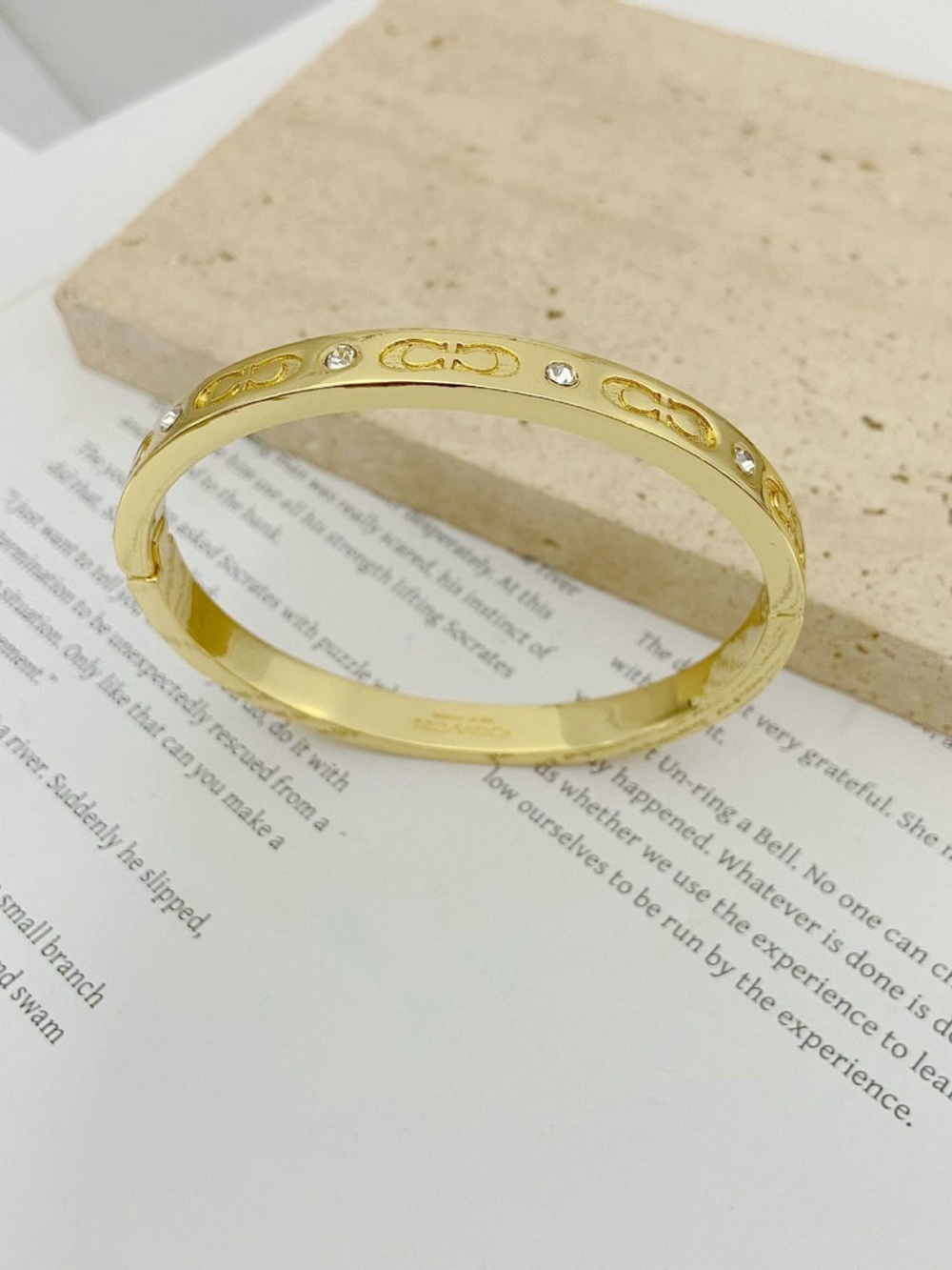 Coach Gold-Tone Logo Bangle with Crystal Accents - Picture 3 of 6